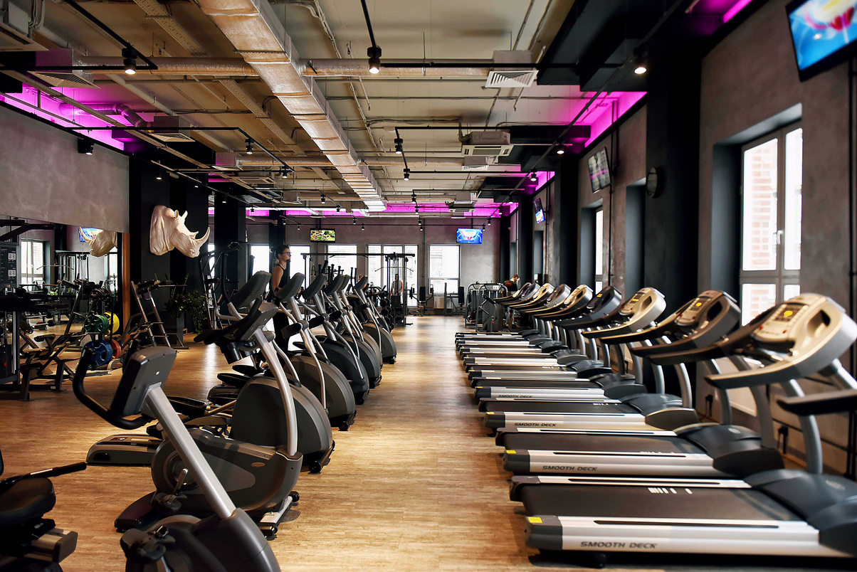 Treadmills and Elliptical Trainers in a Gym